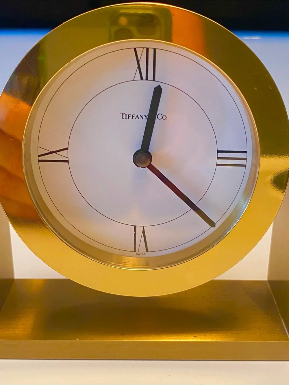 Vintage 1989 Tiffany & Co. Solid Brass Desk Clock - Gorgeous Patina. A Treasure.